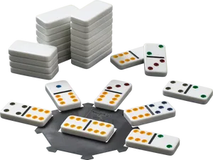 Dominoes Game Pieces Scattered PNG Image