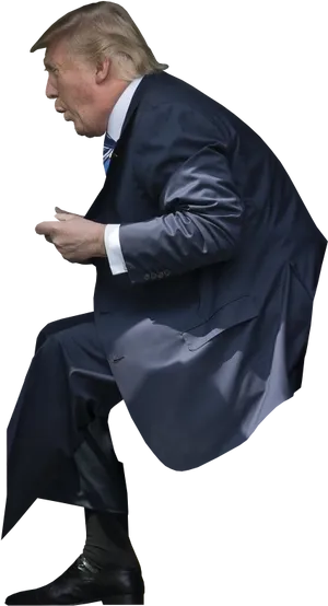 Donald Trump Crouching Pose PNG Image