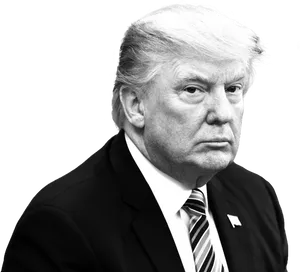 Donald Trump Portrait Blackand White PNG Image