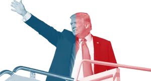 Donald Trump Waving From Podium PNG Image