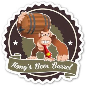 Donkey Kong Beer Barrel Sticker PNG Image