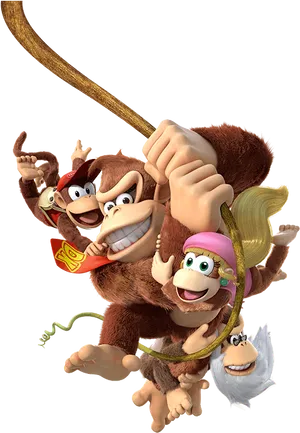 Donkey Kong Family Swinging Adventure PNG Image