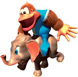 Donkey Kong Riding Elephant PNG Image