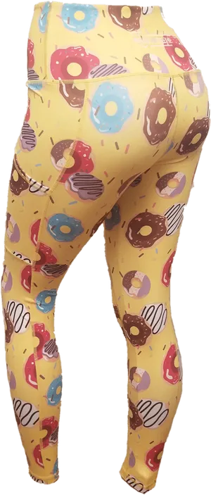 Donut Patterned Yellow Leggings PNG Image