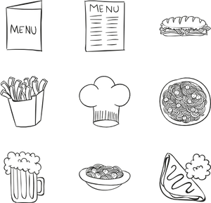 Doodle Restaurant Menu Items PNG Image