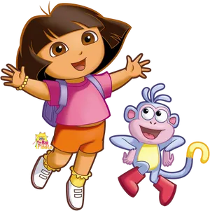 Doraand Boots Animated Characters PNG Image