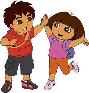 Doraand Diego High Five PNG Image