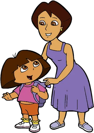 Doraand Mother Cartoon PNG Image