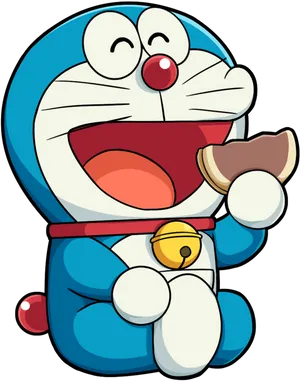 Doraemon_ Eating_ Dorayaki PNG Image