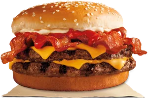 Double Cheeseburgerwith Bacon PNG Image