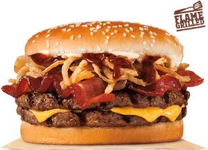 Double Cheeseburgerwith Baconand Crispy Onions PNG Image