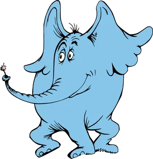 Dr Seuss Blue Elephant Character PNG Image