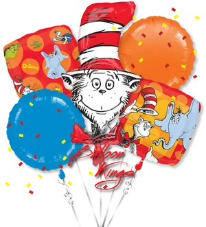 Dr Seuss Celebration Balloons PNG Image