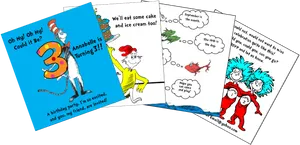 Dr Seuss Theme Birthday Invitation Cards PNG Image