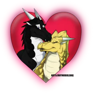 Dragon_ Couple_ Heart_ Frame PNG Image