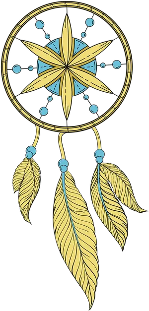 Dreamcatcher Compass Designwith Feathers PNG Image