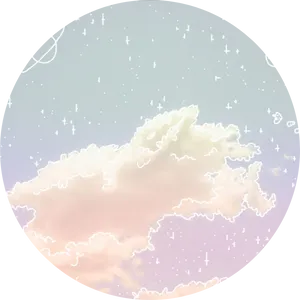 Dreamy Pastel Cloudscape Circle PNG Image