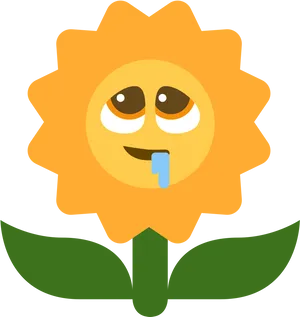 Drooling Flower Cartoon Character PNG Image