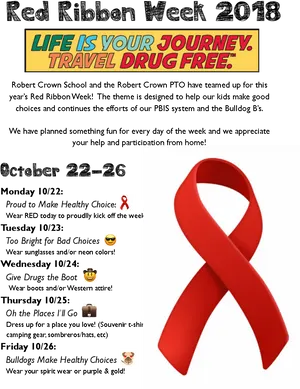 Drug Free Red Ribbon Campaign Poster PNG Image