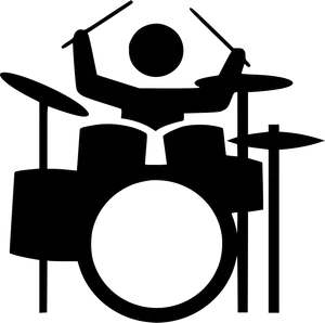 Drummer Silhouette Playing Drums PNG Image