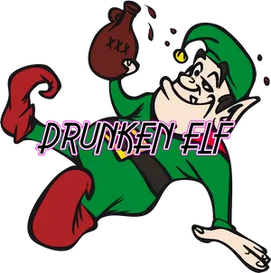 Drunken Elf Cartoon Illustration PNG Image