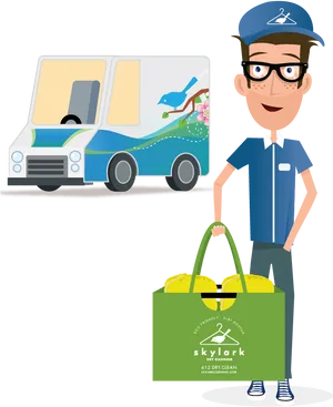 Dry Cleaning Service Delivery Illustration PNG Image