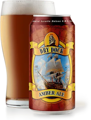 Dry Dock Amber Ale Canand Glass PNG Image