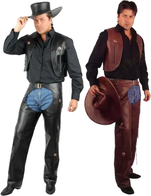 Dual Cowboys Classic Attire PNG Image