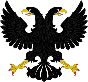 Dual Eagle Emblem Black Background PNG Image