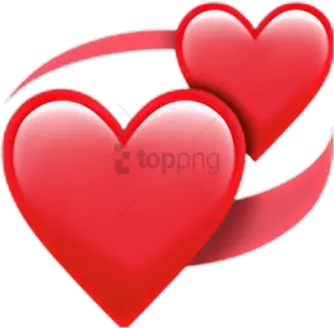 Dual Red Hearts Graphic PNG Image