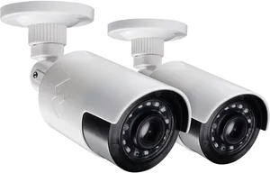 Dual Security Cameras Installation PNG Image