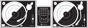 Dual Turntablesand Mixer Vector PNG Image