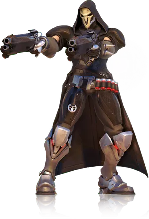 Dual Wielding Hooded Figure Game Character PNG Image