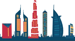 Dubai Skyline Illustration PNG Image