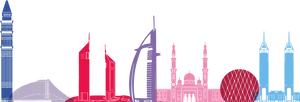 Dubai Skyline Silhouette PNG Image