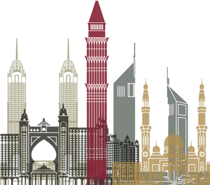 Dubai Skyline Silhouette PNG Image