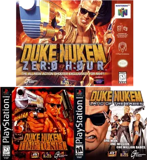 Duke Nukem Video Game Covers Collection PNG Image