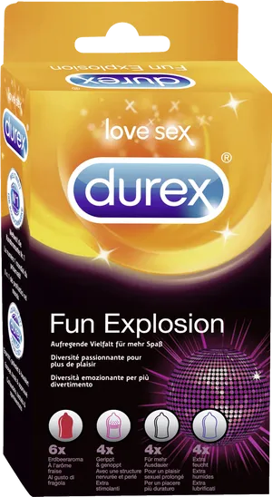 Durex Fun Explosion Condoms Packaging PNG Image