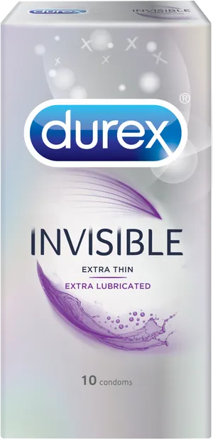 Durex Invisible Extra Thin Extra Lubricated Condoms Pack PNG Image