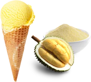 Durian Flavored Ice Creamand Fruit PNG Image