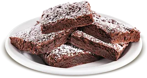 Dusted Chocolate Brownieson Plate PNG Image