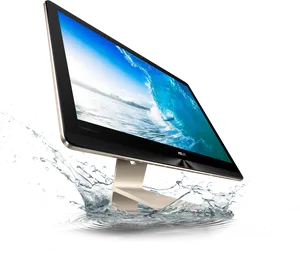 Dynamic Computer Monitor Splash PNG Image