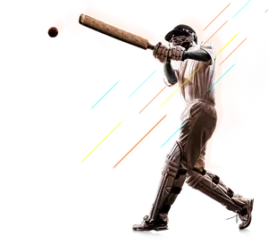 Dynamic Cricket Batsman Action PNG Image