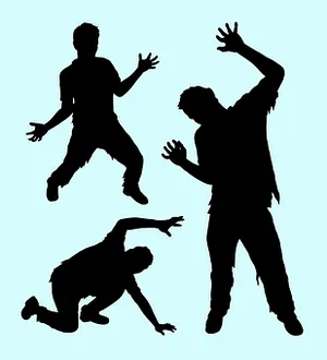 Dynamic Dance Moves Silhouettes PNG Image