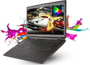 Dynamic Laptop Display Explosion PNG Image