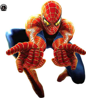 Dynamic Spiderman Crouching Clipart PNG Image