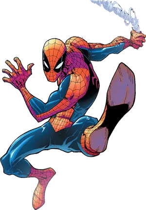 Dynamic Spiderman Swinging Clipart PNG Image