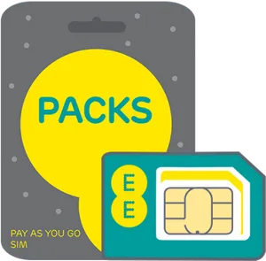 E E Pay As You Go S I M Card Pack PNG Image