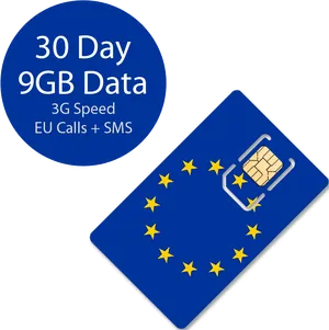 E U Theme S I M Card9 G B Data Plan PNG Image