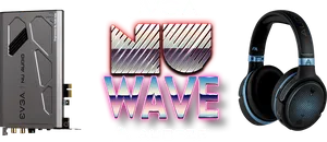 E V G A Sound Cardand Audeze Headphones PNG Image